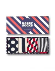 Skarpetki Happy Socks Classic Navy Giftbox 4-pack. Niebieskie skarpety Happy Socks, bez wzorów, z bawełny. Za 221.65 zł.