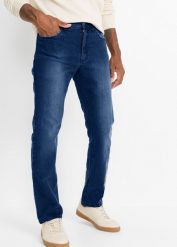 Dżinsy ze stretchem regular fit w wygodnym fasonie, prosta nogawka. Szare jeansy bonprix, m. Za 129.99 zł.