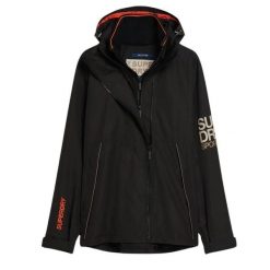 Kurtka przeciwdeszczowa z kapturem Superdry Yachter. Czarne kurtki Superdry, m, bez wzorów, z kapturem. Za 510.70 zł.