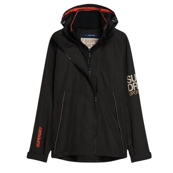 Kurtka przeciwdeszczowa z kapturem Superdry Yachter. Czarne kurtki Superdry, l, bez wzorów, z poliesteru, z kapturem. Za 542.85 zł.