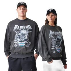 Bluza Las Vegas Raiders NFL Washed. Szare bluzy New Era, m, bez wzorów, bez kaptura. W wyprzedaży za 335.40 zł.