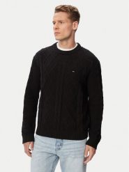 Tommy Jeans Sweter Flag DM0DM23405 Czarny Regular Fit. Czarne swetry rozpinane Tommy Jeans, m, bez wzorów, z bawełny, bez kołnierzyka, bez ramiączek. Za 409.99 zł.