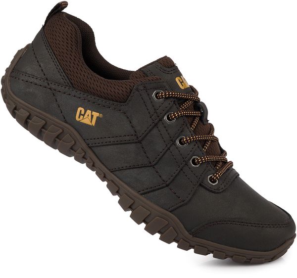 Męskie buty półbuty skórzane brązowe CATERPILLAR CAT INSTRUCT P722310. Brązowe eleganckie półbuty CATerpillar, bez wzorów, z nylonu, bez obcasa, bez zapięcia. Za 299.00 zł.