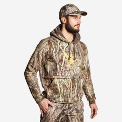 Bluza myśliwska Solognac 500 camo mokradła. Zielone bluzy z kapturem SOLOGNAC, m, bez wzorów, z bawełny, z kapturem. Za 279.99 zł.