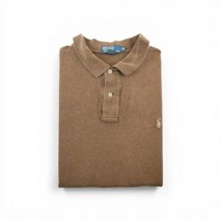 Second life - Koszulka polo męska z krótkim rękawem - Stan bardzo dobry. Brązowe koszulki polo RALPH LAUREN, m, bez wzorów, bez kołnierzyka, bez ramiączek. Za 126.86 zł.