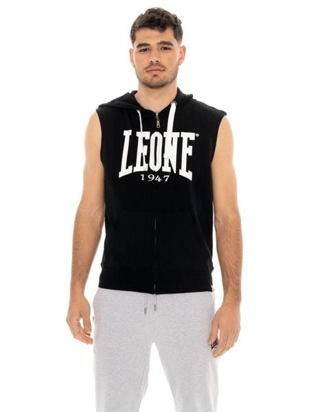 Leone Basic męska bluza z kapturem i bez rękawów zapinana na zamek. Czarne bluzy z kapturem LEONE 1947 APPAREL, m, bez wzorów, z kapturem. Za 248.39 zł.