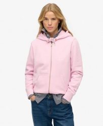 Superdry Bluza z kapturem Essential Logo Zip Half Brushed. Czerwone bluzy z kapturem Superdry, bez wzorów, z bawełny, z kapturem. Za 322.70 zł.