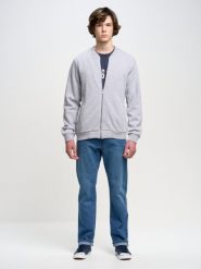 Bluza męska rozpinana ze stójką szara Raiden 901. Szare bluzy BIG STAR, l, bez wzorów, z jeansu, bez kaptura. W wyprzedaży za 159.99 zł.