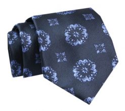 Krawat - ALTIES - Granat z Motywem Kwiatowym. Niebieskie krawaty i muchy Alties, bez wzorów, z tkaniny. Za 49.00 zł.