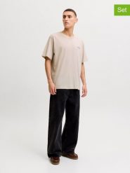 Jack & Jones Koszulki (3 szt.) "Jjearchive" w kolorze beżowym, khaki i antracytowym rozmiar: XL. Brązowe bezrękawniki Jack & Jones, xl, bez wzorów, z bawełny, bez kołnierzyka, bez ramiączek. Za 134.95 zł.