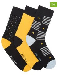 Puccini Skarpety (3 pary) w kolorze czarno-żółtym rozmiar: 39-42. Czarne skarpety Puccini, bez wzorów. Za 43.99 zł.