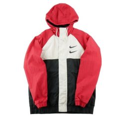Second life - Kurtka przeciwwiatrowa męska Double Swoosh - Stan bardzo dobry. Czerwone kurtki Nike, m, bez wzorów, z materiału, bez kaptura. Za 207.36 zł.