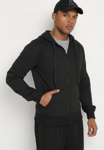 Czarna Bluza z Bawełną Kapturem i Sznurkami Asallin. Czarne bluzy Born2be, l, bez wzorów, z bawełny, z kapturem. Za 54.99 zł.