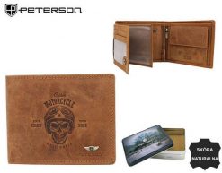 Portfel skórzany PETERSON PTN N992C-CHM-03 koniakowy. Brązowe portfele Peterson, bez wzorów. Za 80.00 zł.