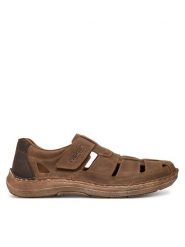 Rieker Sandały 03078-25 Beżowy. Brązowe sandały Rieker, ze skóry, bez zapięcia. Za 389.99 zł.
