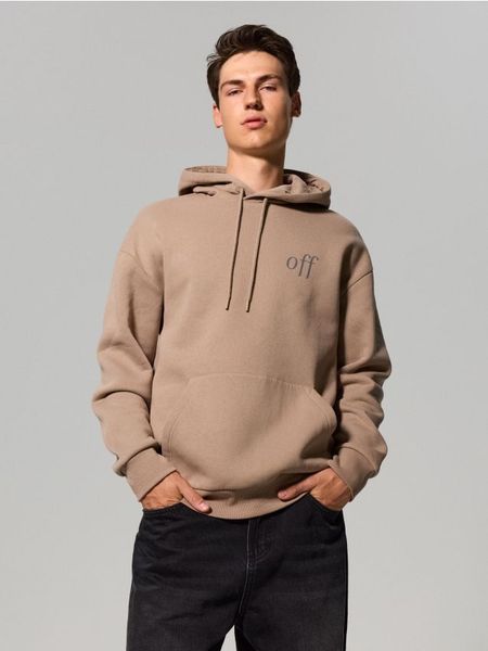 Bluza z napisem z domieszką bawełny - beżowy. Brązowe bluzy bez kaptura Sinsay, l, bez wzorów, z bawełny, bez kaptura. Za 49.99 zł.