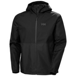 Kurtka wodoodporna Helly Hansen Hilo. Czarne kurtki przeciwdeszczowe Helly Hansen, m, bez wzorów, bez kaptura. Za 565.50 zł.