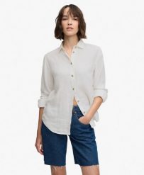 Superdry Premium Koszula Boyfriend z Lnu – 100% len. Białe koszule Superdry, uniwersalny, bez wzorów, ze lnu, bez kołnierzyka, bez ramiączek. Za 387.20 zł.