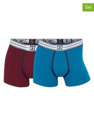 CR7 Bokserki (2 pary) w kolorze niebieskim i bordowym rozmiar: L. Czerwone bokserki CR7, l, bez wzorów. Za 39.99 zł.