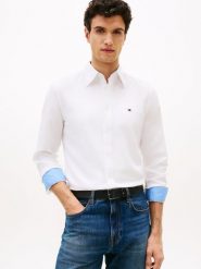 Tommy Hilfiger koszula casual z lnem Mężczyźni Regular Fit len biały, S. Białe koszule Tommy Hilfiger, m, bez wzorów, z bawełny, bez kołnierzyka, bez ramiączek. Za 379.95 zł.