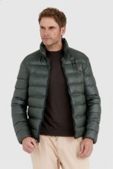 BLAUER Ciemnozielona puchowa kurtka męska SETH. Zielone kurtki Blauer USA, l, bez wzorów, z puchu, bez kaptura. W wyprzedaży za 729.99 zł.