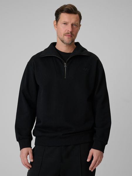 4F Bluza dresowa regular bez kaptura męska - czarna L. Czarne bluzy 4F, l, bez wzorów, z dresówki, bez kaptura. Za 199.99 zł.