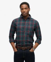 Superdry Koszula Vintage w Kratę z Bawełny Organicznej. Niebieskie koszule Superdry, xl, bez wzorów, z bawełny, bez kołnierzyka, bez ramiączek. Za 314.00 zł.