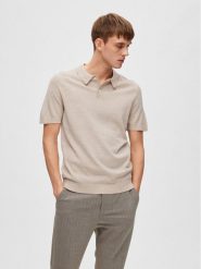 Selected Homme Polo 16088649 Beżowy. Brązowe koszulki polo Selected Homme, m, bez wzorów, z syntetyku, bez kołnierzyka, bez ramiączek. Za 179.99 zł.