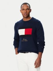 Tommy Hilfiger Sweter MW0MW44816 Granatowy Regular Fit. Niebieskie swetry rozpinane Tommy Hilfiger, l, bez wzorów, z bawełny, bez kołnierzyka, bez ramiączek. Za 649.99 zł.