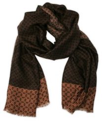 Brązowo-Beżowy Elegancki Szalik V.Fraas, Przejściowy, Cienki, Wzór Geometryczny, Dwukolorowy. Brązowe szaliki V. Fraas, bez wzorów. Za 49.00 zł.