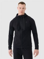 4F Bluza treningowa szybkoschnąca męska - czarna L. Czarne bluzy z kapturem 4F, l, bez wzorów, z dzianiny, z kapturem. Za 199.99 zł.