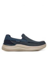 Skechers Półbuty Relaxed Fit: Hasting - Fielden 205066/NVY Granatowy. Niebieskie eleganckie półbuty Skechers, bez wzorów, z materiału, bez obcasa, bez zapięcia. Za 289.99 zł.