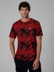 4F T-shirt regular z nadrukiem męski - czerwony XXL. Czerwone t-shirty 4F, bez wzorów, z bawełny, bez ramiączek. Za 89.99 zł.