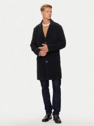 Tommy Hilfiger Płaszcz wełniany MW0MW36611 Czarny Regular Fit. Czarne płaszcze Tommy Hilfiger, na zimę, m, bez wzorów, z wełny, bez kaptura. Za 1,799.00 zł.