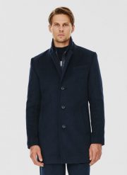 PAKO LORENTE – Granatowy płaszcz męski z odpinaną stójką. Niebieskie płaszcze Pako Lorente, na zimę, m, bez wzorów, z poliesteru, eleganckie, bez kaptura. Za 799.99 zł.