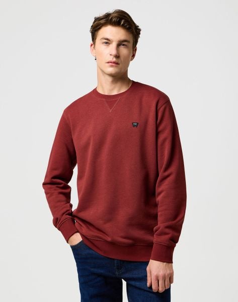 MESKA BLUZA WRANGLER SIGN OFF CREW FIRED BRICK 112371464. Bluzy Wrangler, s, bez wzorów, bez kaptura. Za 169.99 zł.