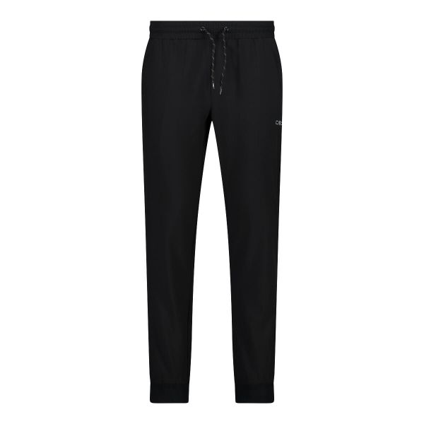 Jogging wykonane z elastycznej tkaniny CMP. Czarne spodnie materiałowe CMP, na co dzień, na lato, bez wzorów, z tkaniny, sportowe. W wyprzedaży za 188.99 zł.