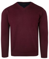 Męski Sweter z Dekoltem w Serek (V-Neck) - Alties - Bordowy. Czerwone swetry rozpinane Alties, l, bez wzorów, z bawełny, bez kołnierzyka, bez ramiączek. Za 159.00 zł.