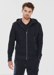 Rozpinana bluza dresowa w granatowym kolorze. Bluzy z kapturem Pako Lorente, l, bez wzorów, z bawełny, z kapturem. Za 99.99 zł.