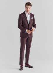 PAKO LORENTE – Spodnie męskie garniturowe P21WF-6G-079-D. Czerwone eleganckie spodnie Pako Lorente, m, z elastanu, eleganckie. Za 199.99 zł.