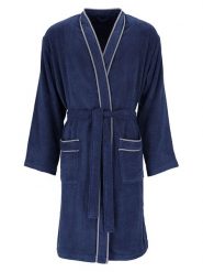 Vossen Szlafrok "Jack" w kolorze granatowym rozmiar: 44/46. Niebieskie szlafroki Vossen, bez wzorów, z bawełny, bez ramiączek, bez kaptura. Za 217.99 zł.