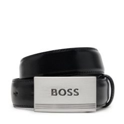 Pasek BOSS. Czarne paski Boss, bez wzorów. Za 249.99 zł.