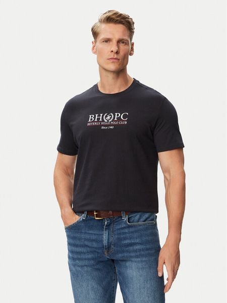 Beverly Hills Polo Club T-Shirt P-SS26M-TS2450043NVY Granatowy Regular Fit. Niebieskie koszulki polo Beverly Hills Polo Club, m, bez wzorów, z bawełny, bez kołnierzyka, bez ramiączek. Za 149.99 zł.