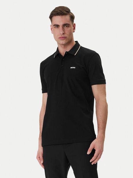 BOSS Polo Birdie Paule 50559365 Czarny Slim Fit. Czarne koszulki polo Boss, l, bez wzorów, z bawełny, bez kołnierzyka, bez ramiączek. Za 499.99 zł.