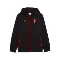 Kurtka dresowa AC Milan Woven 2025/26. Czarne kurtki Puma, bez wzorów, z dresówki, bez kaptura. W wyprzedaży za 332.50 zł.