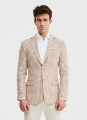 PAKO LORENTE – Beżowa marynarka w pepitkę. Brązowe garnitury Pako Lorente, na co dzień, m, bez wzorów, z poliesteru. Za 399.99 zł.