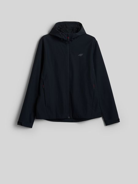 4F Kurtka softshell wiatroodporna membrana 5000 męska - czarna M. Czarne kurtki 4F, m, bez wzorów, z materiału, bez kaptura. Za 299.99 zł.