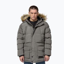 Kurtka zimowa męska Pitbull Forest Hooded Parka. Szare kurtki PITBULL, na zimę, m, bez wzorów, z materiału, bez kaptura. Za 489.99 zł.