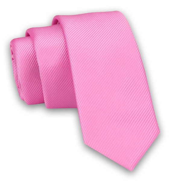 Jednokolorowy Krawat Męski, Śledź - 5 cm - Angelo di Monti, Różowy. Czerwone krawaty i muchy Angelo di Monti, bez wzorów. Za 49.99 zł.