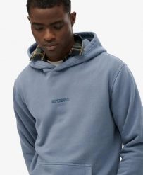 Superdry Micro Logo Hoodie – bluza z kapturem z haftem – Flint Stone Blue Grey. Niebieskie bluzy z kapturem Superdry, s, bez wzorów, z bawełny, z kapturem. Za 296.05 zł.